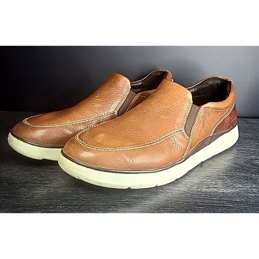Johnston & Murphy J&M Flex Mens 10.5 Brown Leather Loafers Driving Shoes Slip On